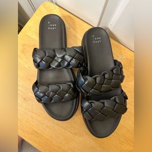 A New Day Black Braided Sandals